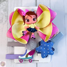 Load image into Gallery viewer, Roller-Skating Girl Dolly Hair Clips Girls Kids Hair Accessories Bow