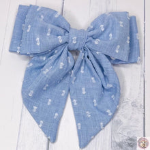 Load image into Gallery viewer, Parisian Blue and White little Rips Fabric kids Woman Gift Birthday Christmas Hair Clip 