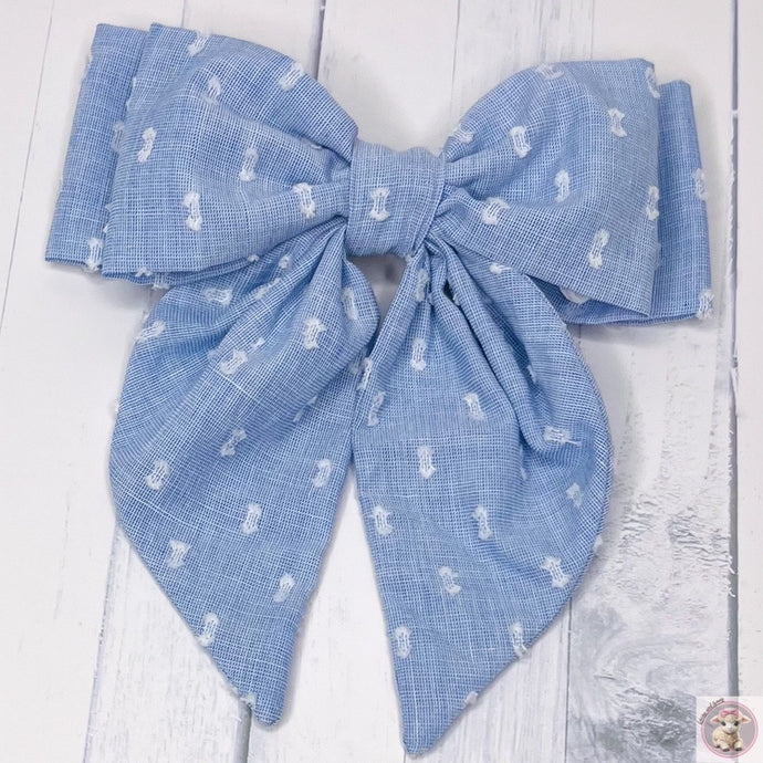 Parisian Blue and White little Rips Fabric kids Woman Gift Birthday Christmas Hair Clip 