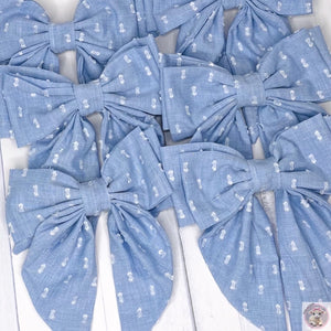 Parisian Blue and White little Rips Fabric kids Woman Gift Birthday Christmas Hair Clip 