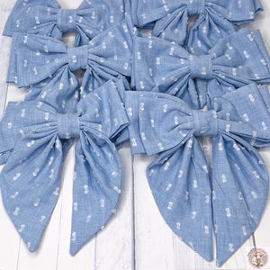 Parisian Blue and White little Rips Fabric kids Woman Gift Birthday Christmas Hair Clip 