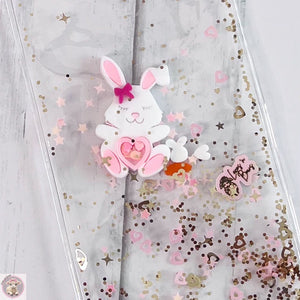 Cute Bunny Confetti Glitter Bookmarks 