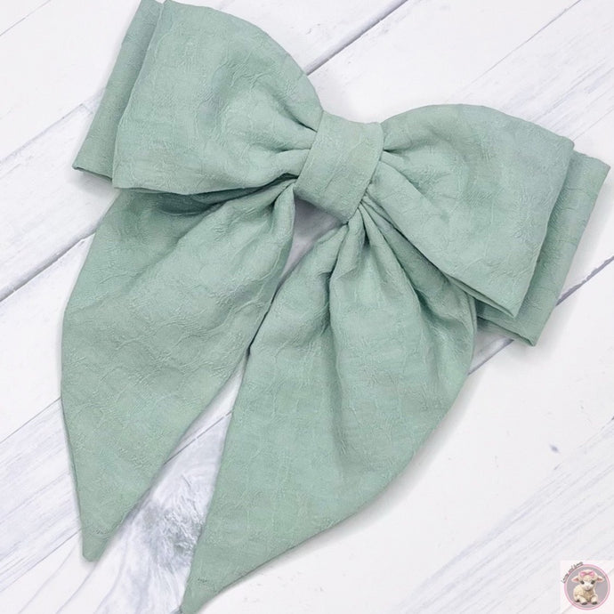 Parisian Hair Clip Green two bows Gift Birthdays Everyday kids Girls Woman