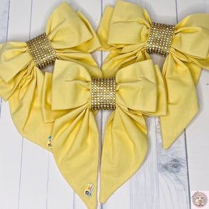 Gorgeous Parisian Gold Rhinestone Yellow Double bow Hair Clips gift birthday her kids woman Christmas  