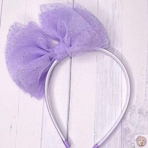 Headband Purple with Silver Sparkles Tulle Headband with teeth Purple Ribbon Kids Toddler girls everyday gift Christmas Birthday