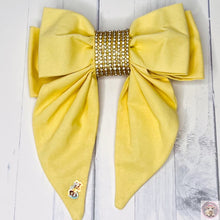 Load image into Gallery viewer, Gorgeous Parisian Gold Rhinestone Yellow Double bow Hair Clips gift birthday her kids woman Christmas  