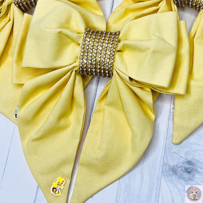 Gorgeous Parisian Gold Rhinestone Yellow Double bow Hair Clips gift birthday her kids woman Christmas  
